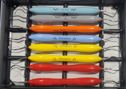 Contains color coded scalers and curettes that simplify and speed the scaling process.